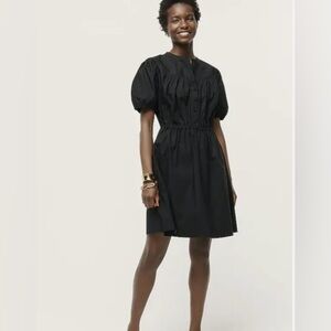 J.Crew Black Puff Sleeve Poplin Shirtdress
